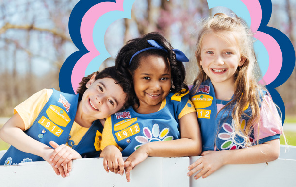 3 daisy Girl Scouts 